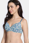 Zivame Padded Non Wired 3/4Th Coverage T-Shirt Bra - Blue Mirage — thumbnail 4